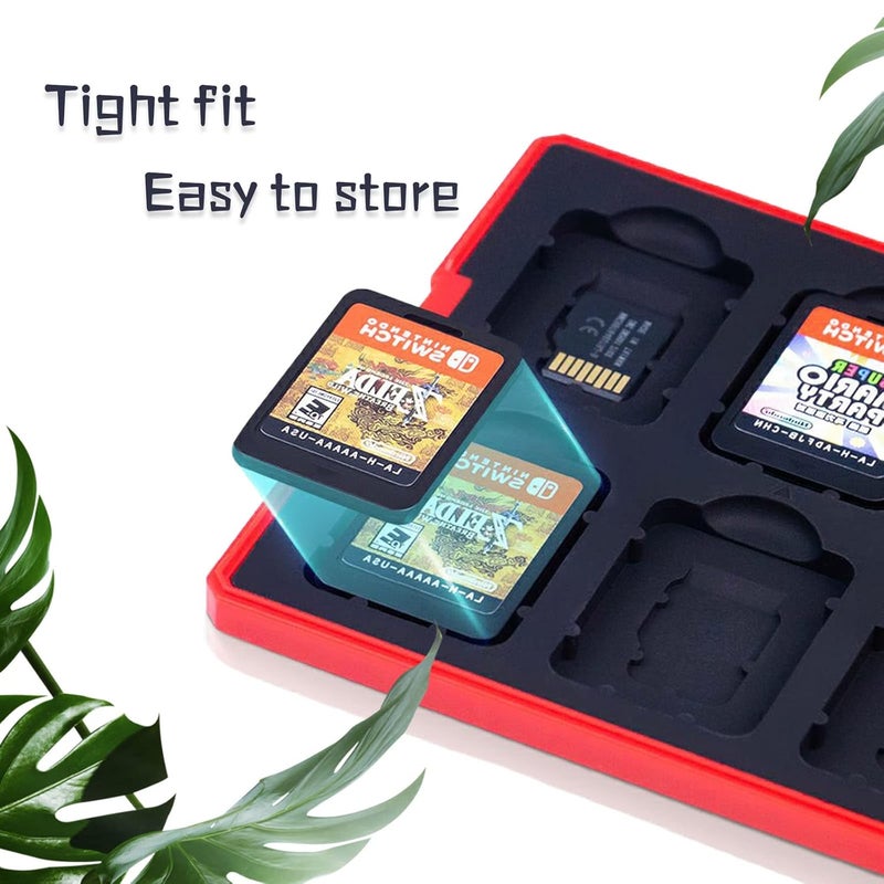 doepeBAE Switch Game Card Case, Portable Hard Shell Storage with 12 Card Slots (R Red) - Image 3